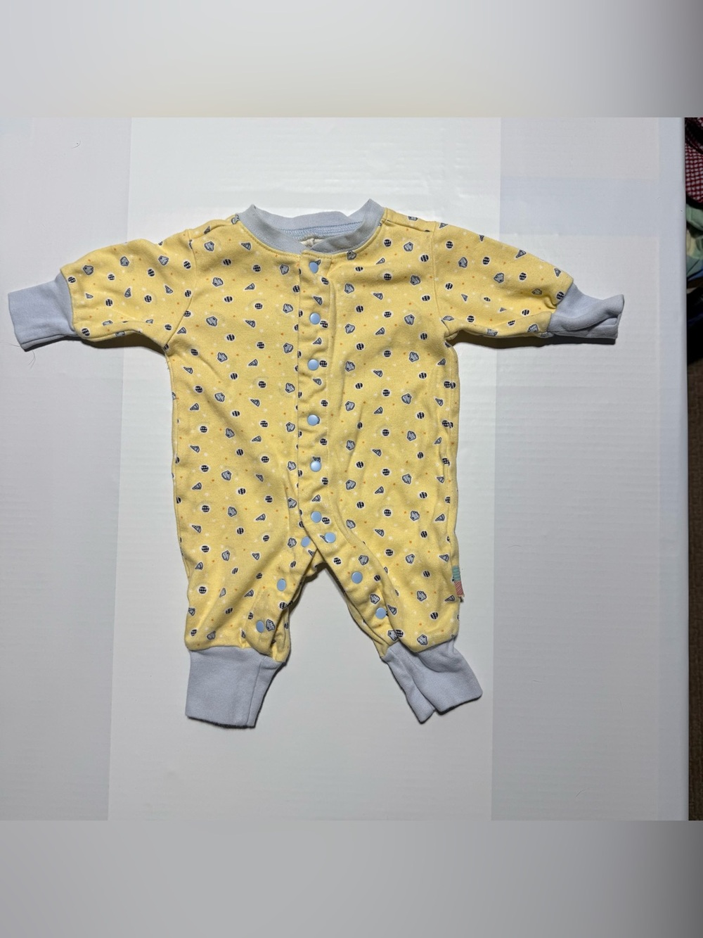 VTG 90s Gymboree Yellow Pastel Snap Sleep & Play Romper Size 0-3M